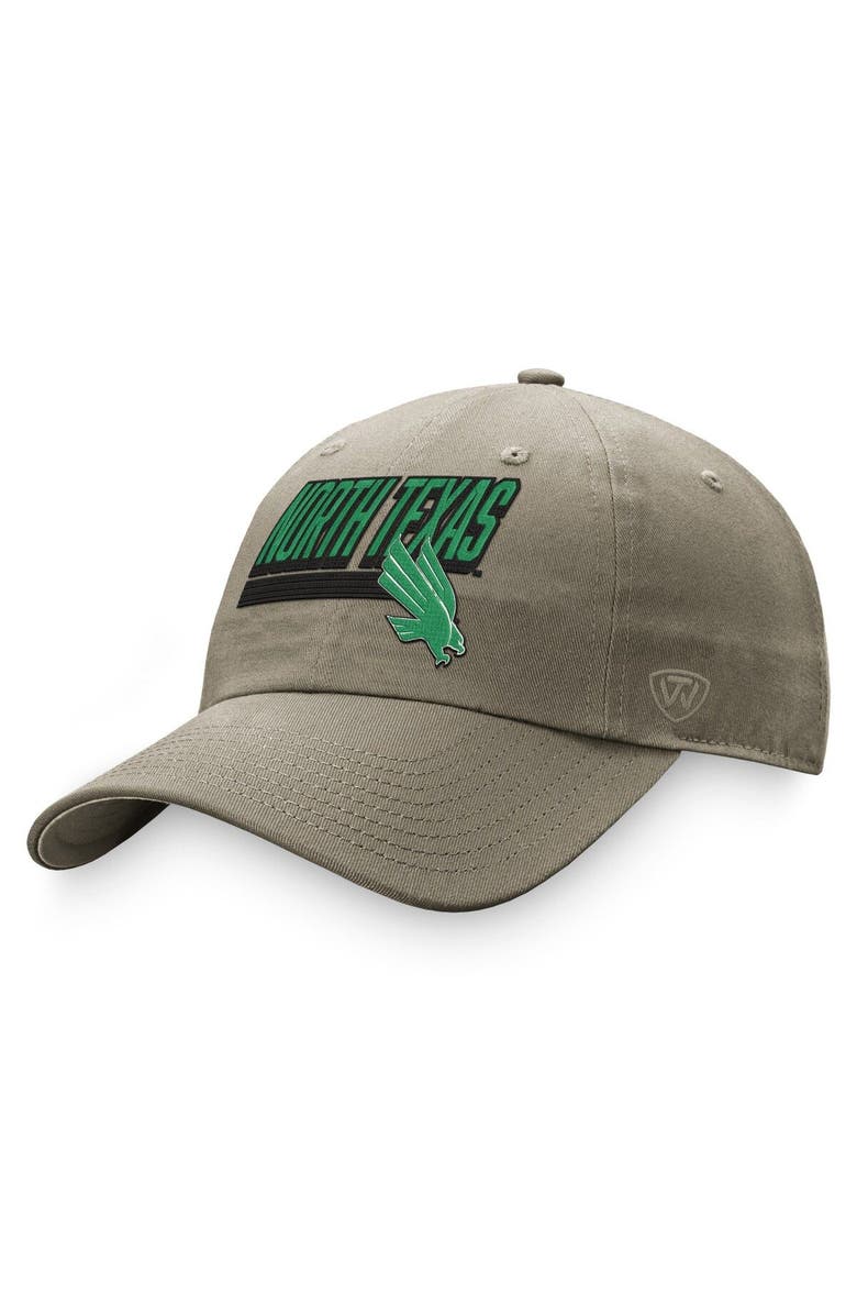TOP OF THE WORLD Men's Top of the World Khaki North Texas Mean Green Slice Adjustable Hat, Main, color, Khaki