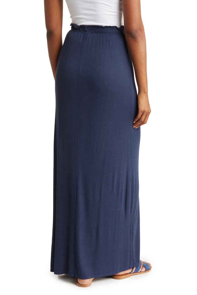 One Slit Ruffle Maxi Skirt, Alternate, color, NAVY