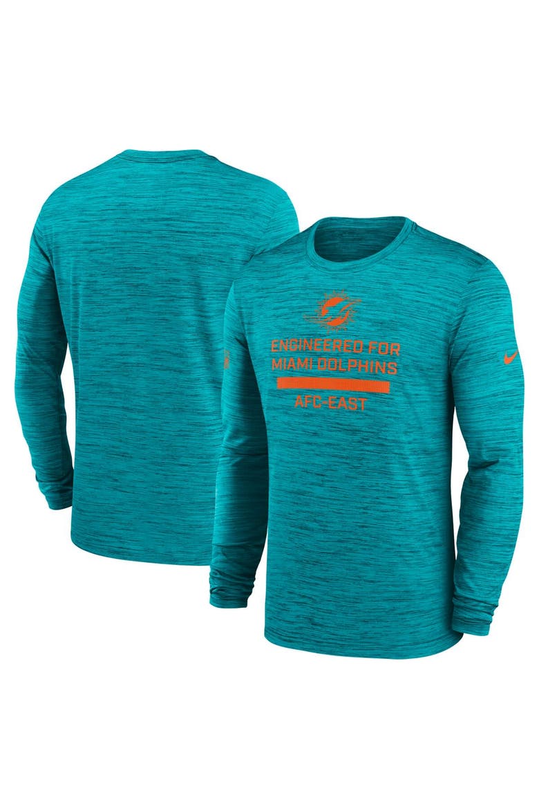 Men's Nike Aqua Miami Dolphins Sideline Velocity Performance Long Sleeve T-Shirt, Main, color, Aqua