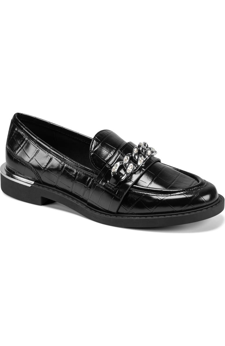 DKNY Ryleigh Chain Embossed Loafer, Main, color, Black
