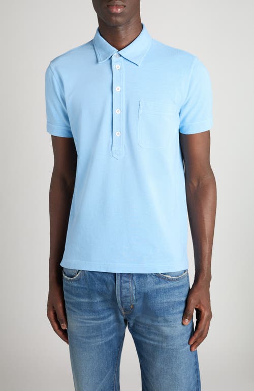 Tom Ford Lyocell & Cotton Piqué Polo In Blue