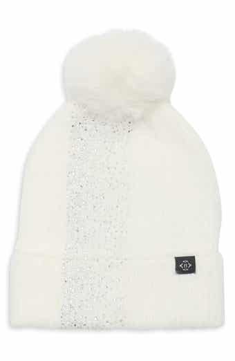 Mixed Knit Faux Fur Pom Beanie