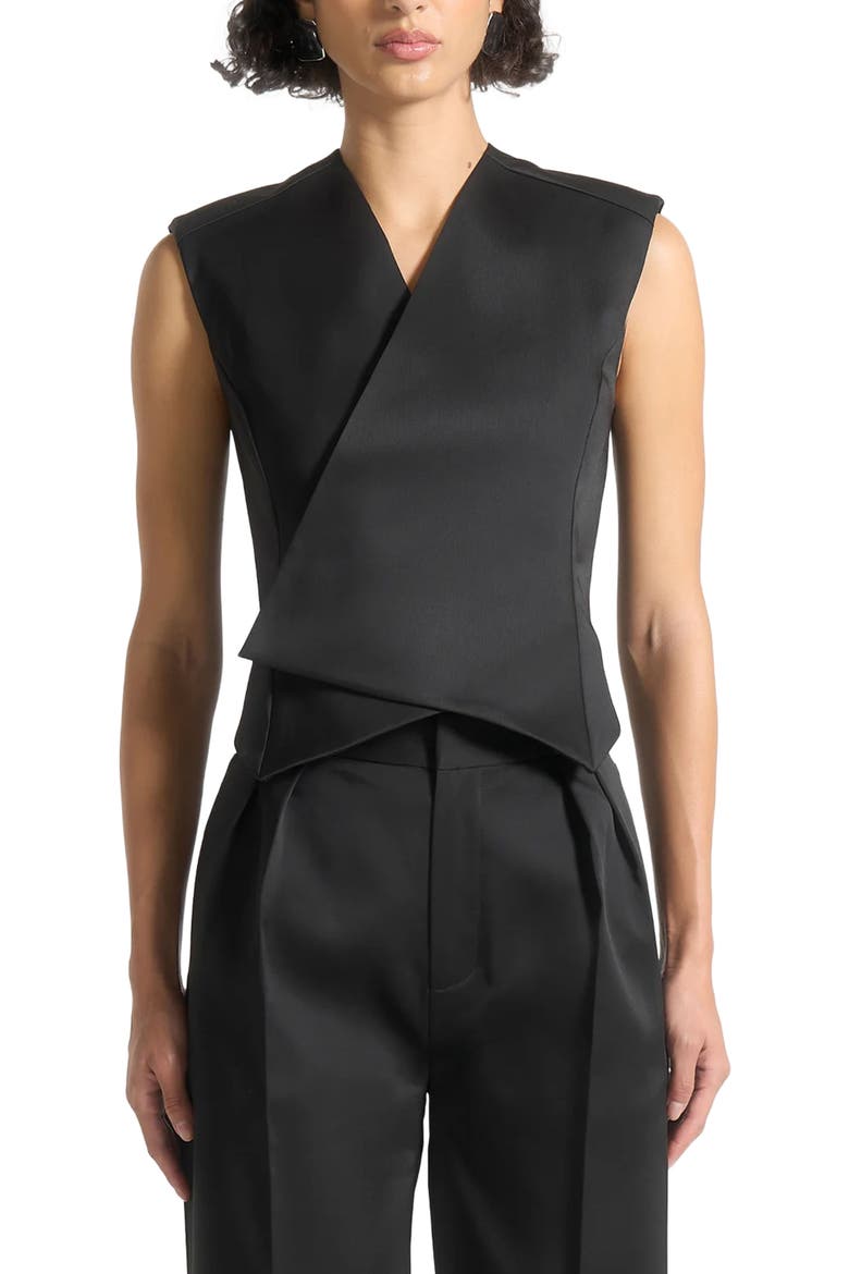 Laurence Sateen Wrap Waistcoat, Main, color, Black