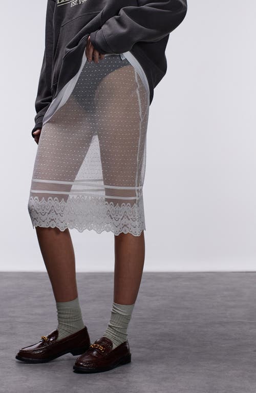 Topshop Sheer Lace 90s Length Skirt In Cream-white In Cream