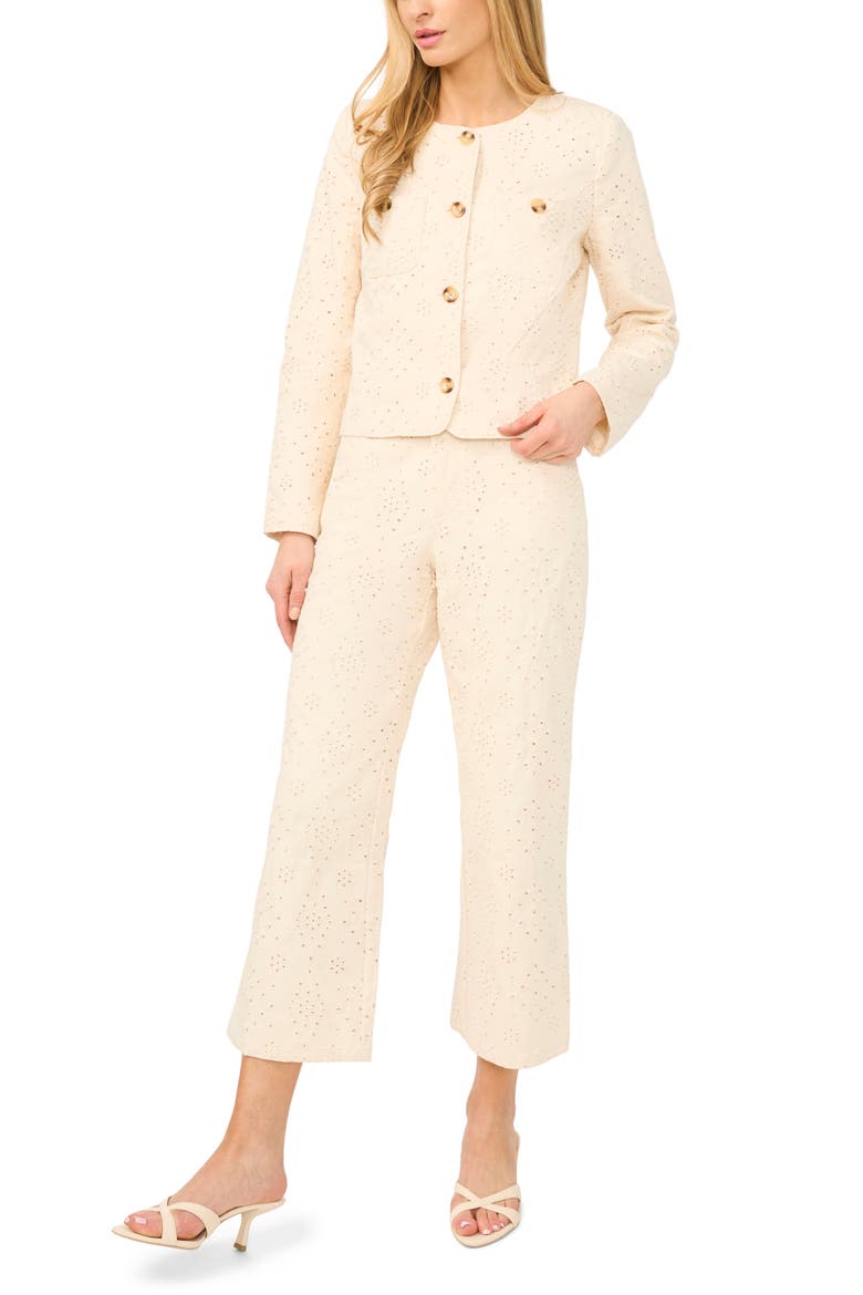 Eyelet Crop Jacket, Alternate, color, WARM VANILLA