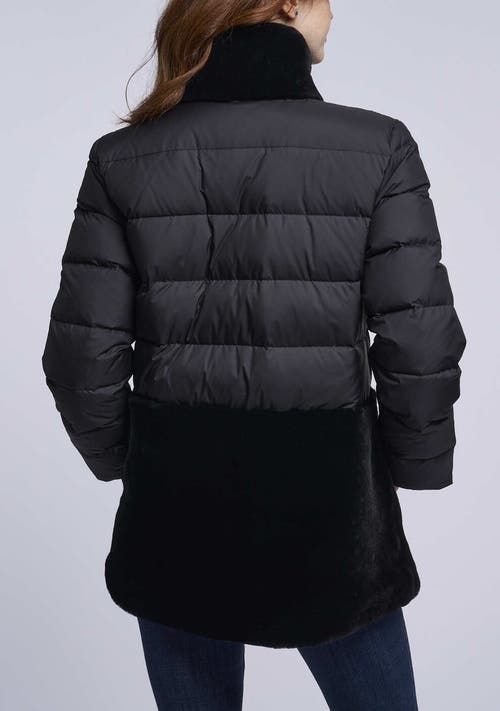 Blue Duck Down And Shearling Jacket In Black