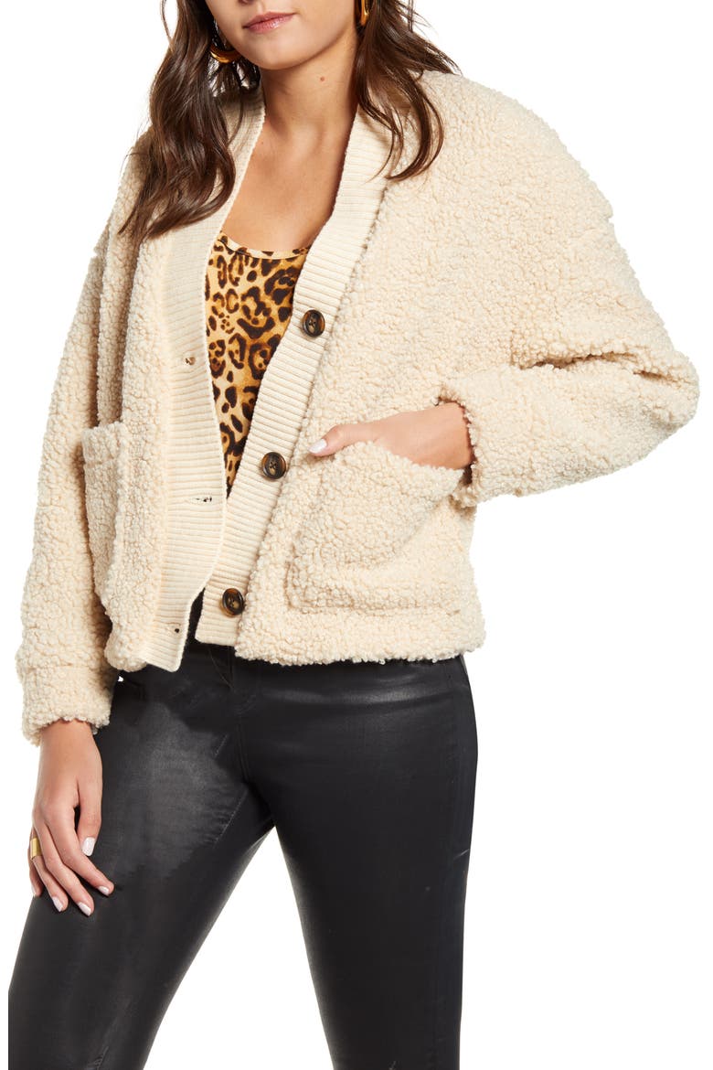 Annika Short Teddy Jacket, Main, color, OATMEAL