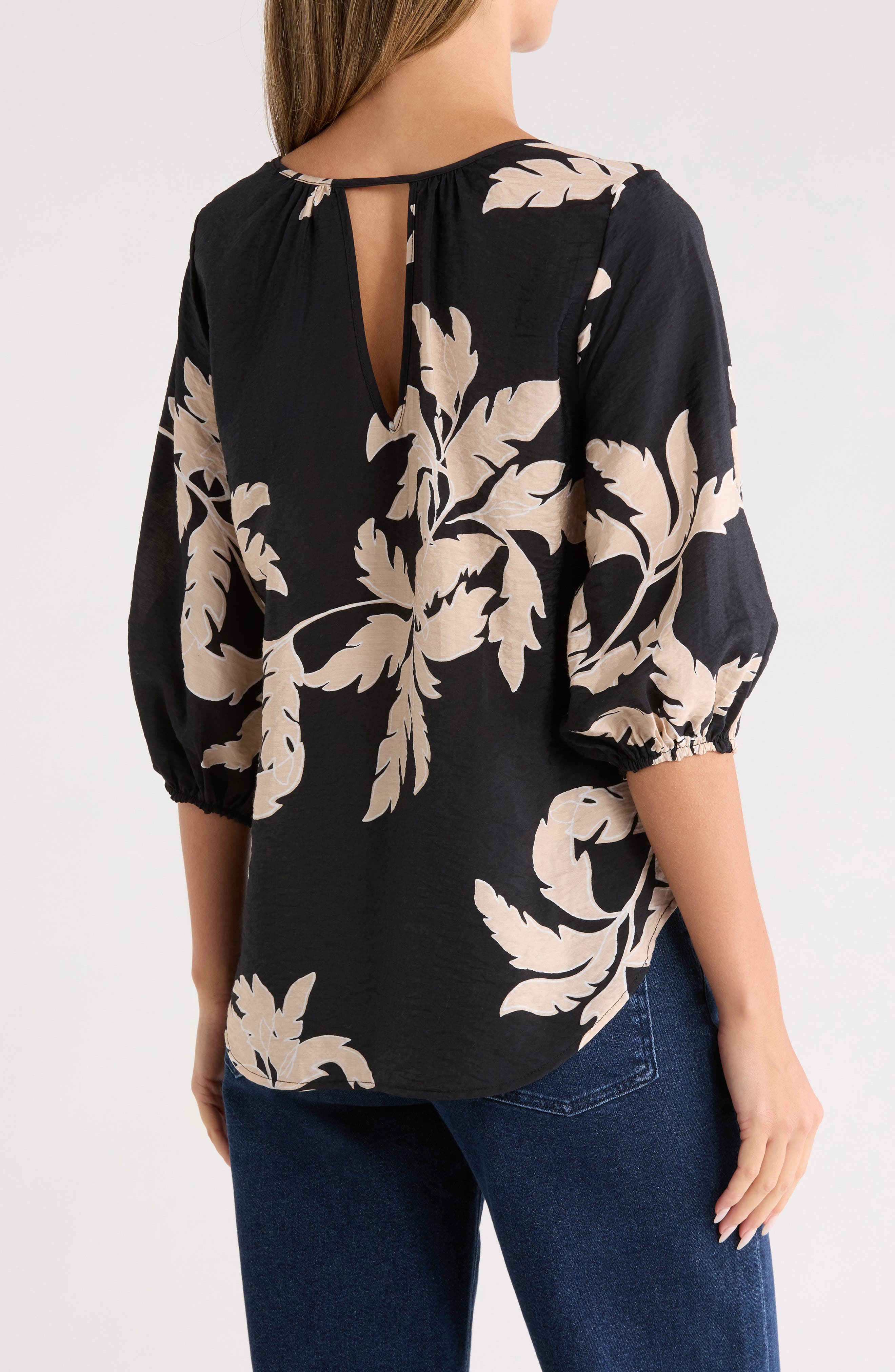 Renee C Floral V-Neck Keyhole Top (Women) | Nordstromrack