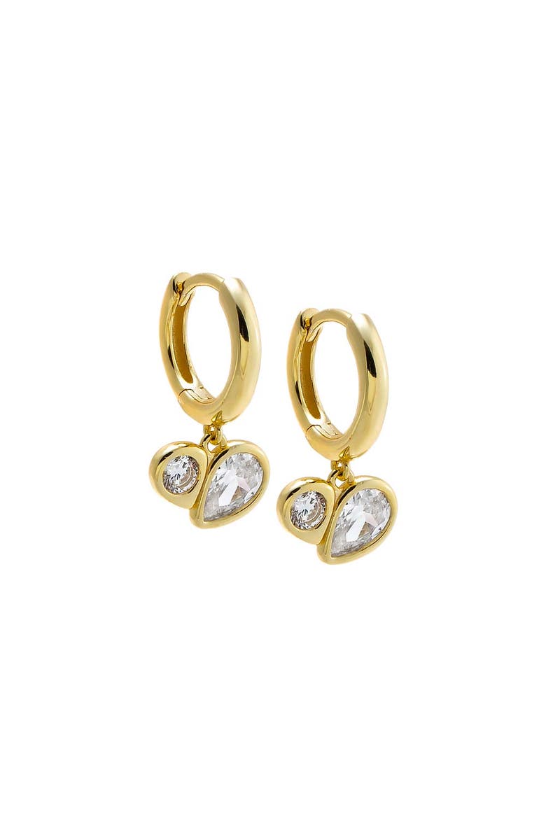 BY ADINA EDEN Double Pear CZ Drop Huggie Earring, Main, color, Gold