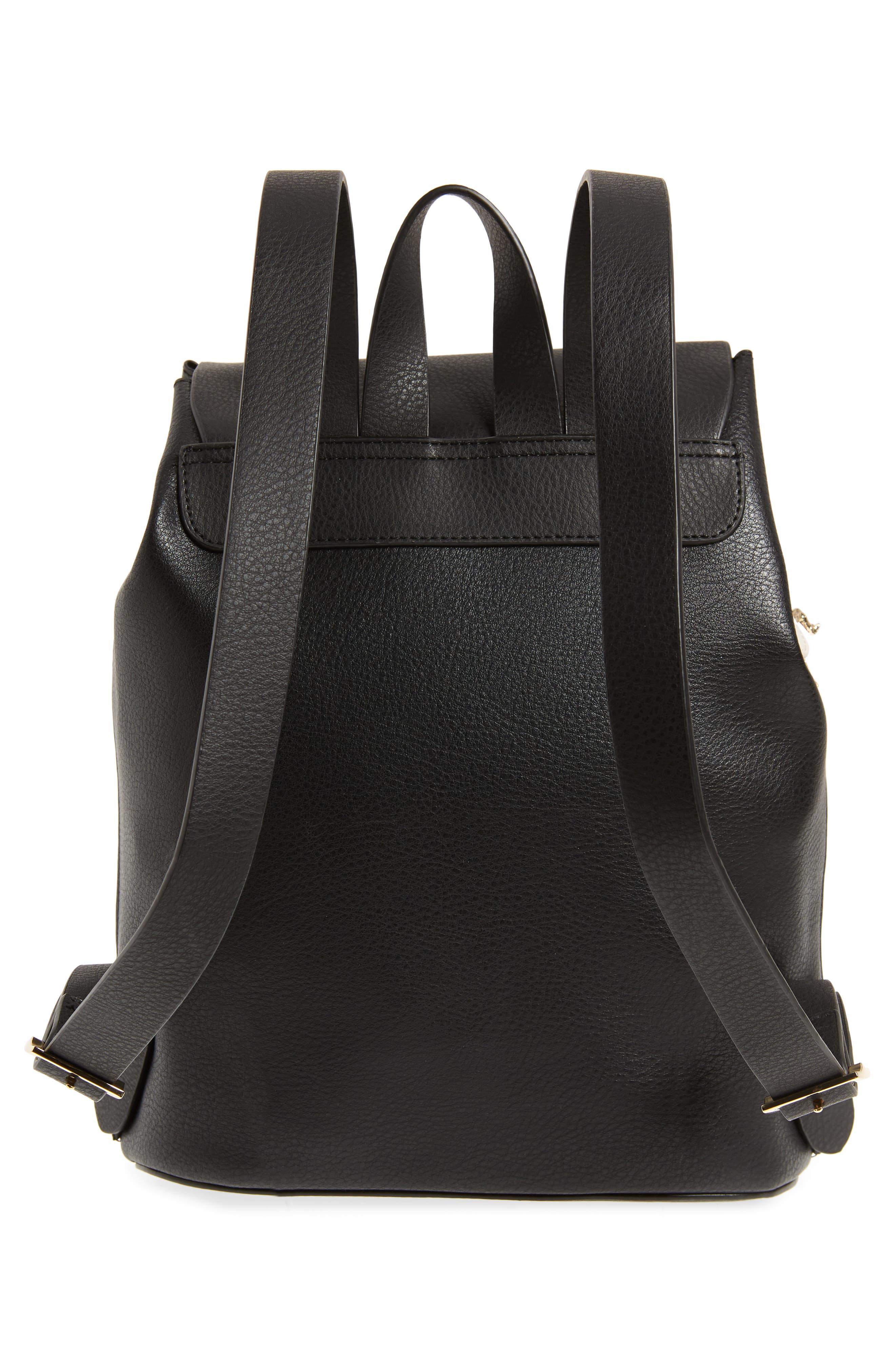 Faux Leather Backpack, Alternate, color, BLACK