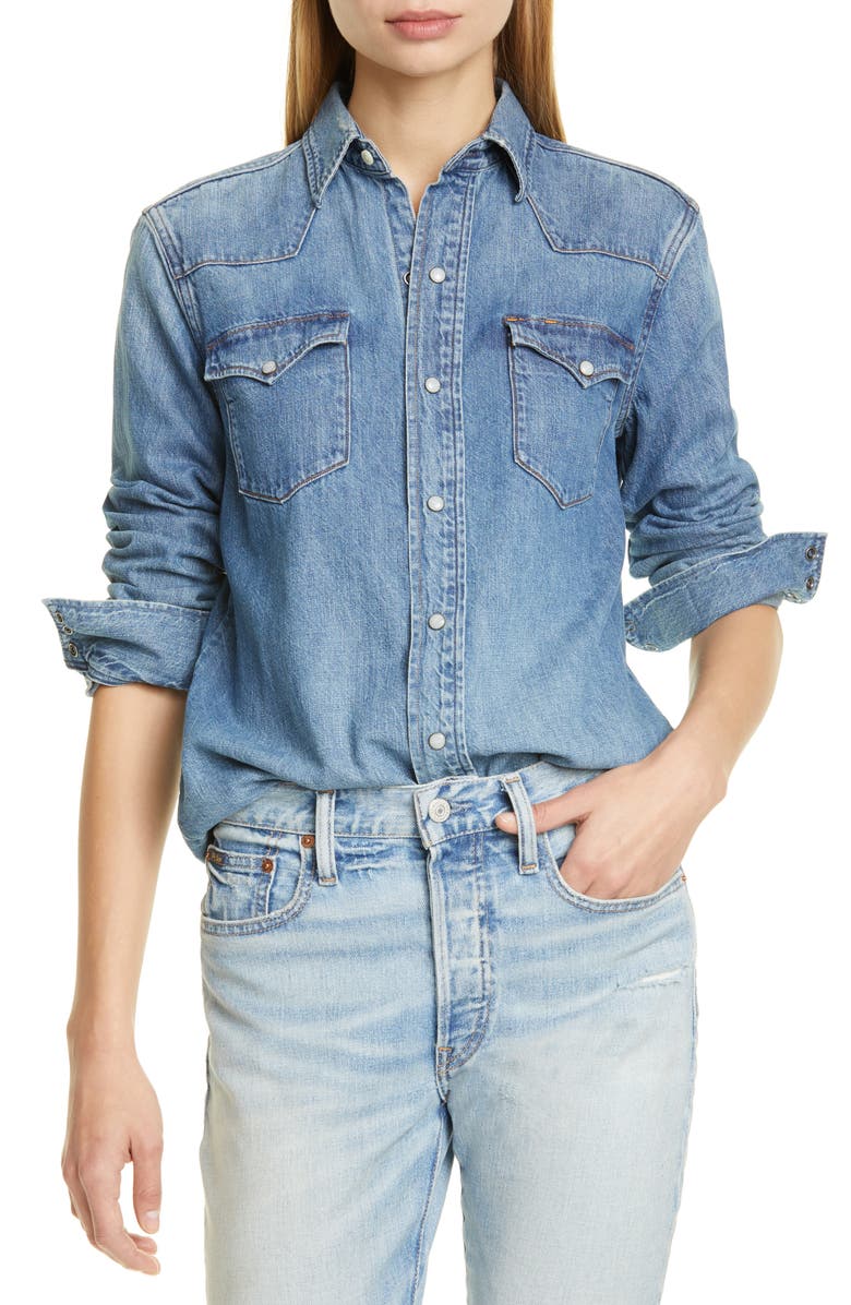 Polo Ralph Lauren Western Denim Shirt, Main, color, 