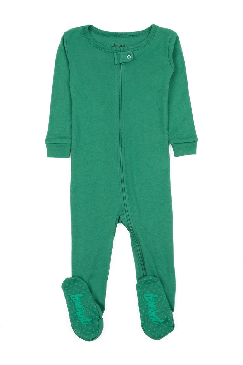 Footed Cotton Pajamas Matching Family Coordinated Solid Colors, Main, color, GREEN