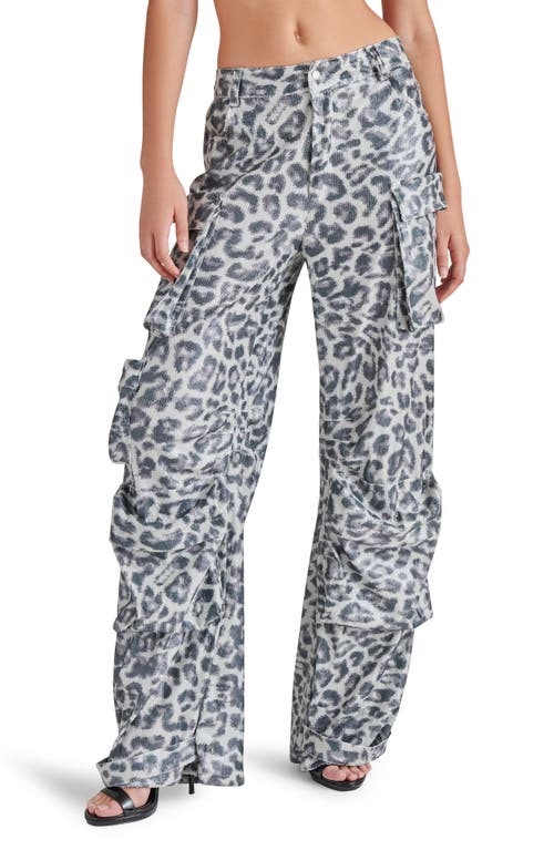 Steve Madden Duo Sequin Leopard Print Cargo Pants in Black Multi 