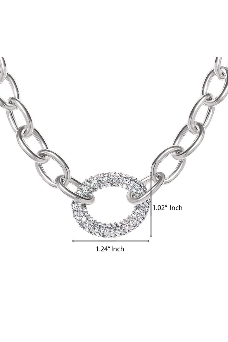 Silver-Tone Oval Pavé Link Statement Necklace, Alternate, color, Silver
