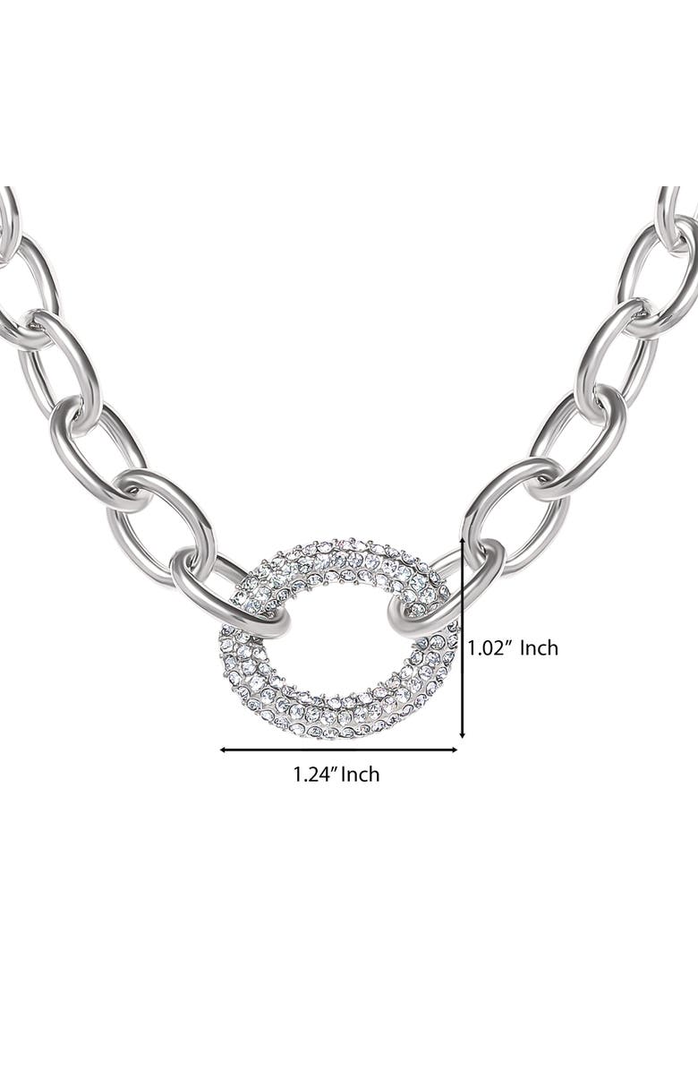 Jessica Simpson Silver-Tone Oval Pavé Link Statement Necklace, Alternate, color, Silver