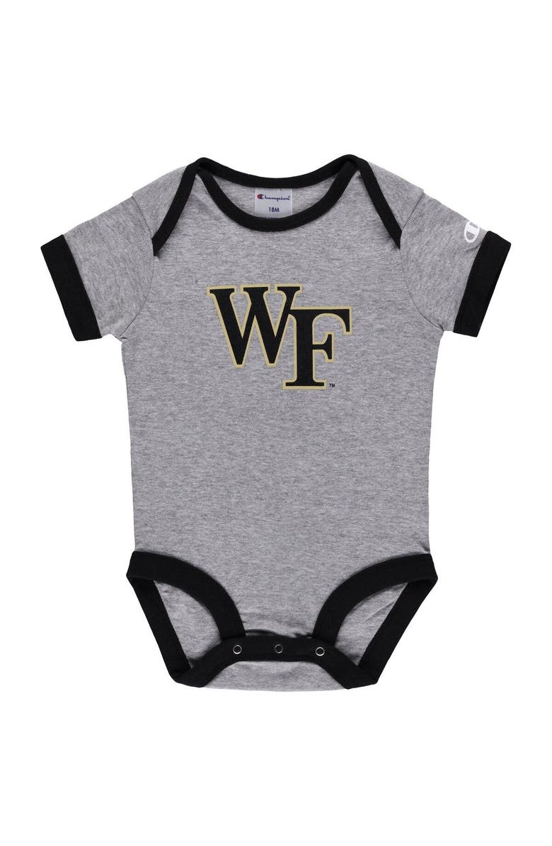 Champion Infant Champion Black/Heather Gray Wake Forest Demon Deacons I Wanna Be Three-Pack Bodysuit Set, Alternate, color, Black