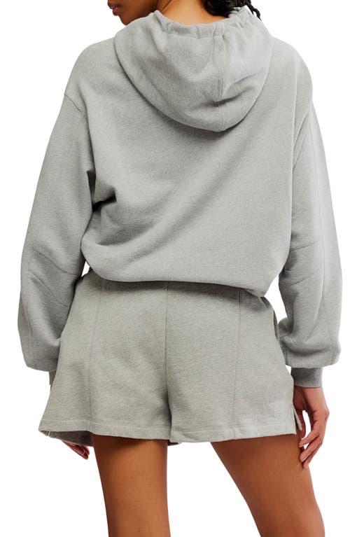 Free People Day Off Crop Cotton Blend Hoodie In Gray