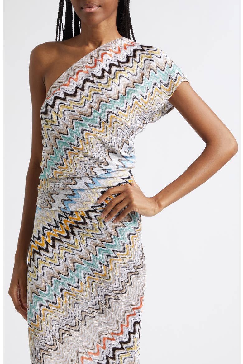 Stripe One-Shoulder Crochet Knit Maxi Dress, Alternate, color, SMSNN-MULTICOLOR BEIGE LT BS