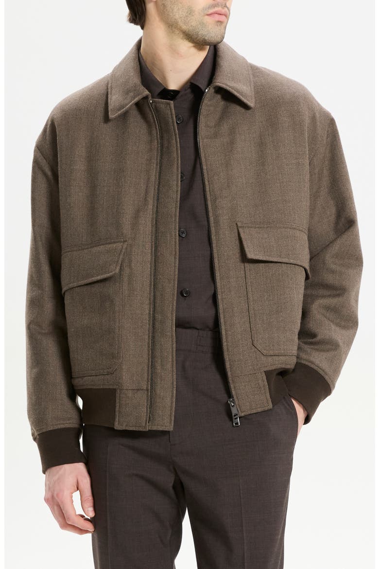 Virgin Wool Modern Aviator Jacket, Main, color, FEATHER