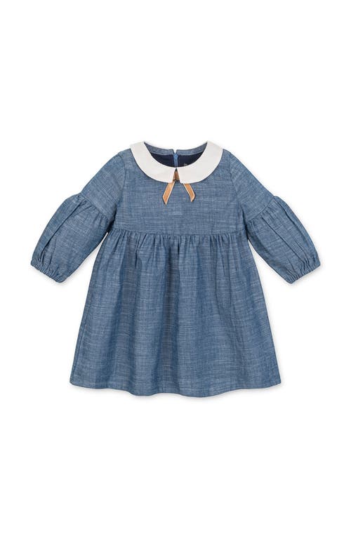 Hope & Henry Organic Empire Waist Peter Pan Collar Chambray Dress In Blue