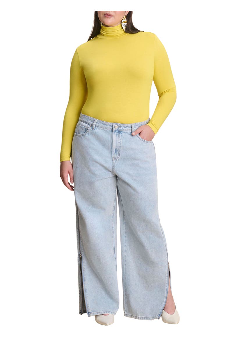 ELOQUII Side Zip Loose Jean, Main, color, Light Wash