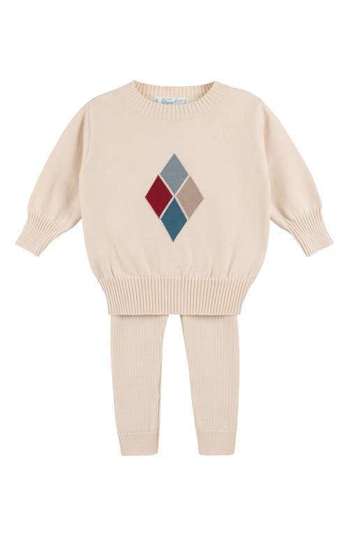 Feltman Brothers Argyle Sweater & Rib Pants Set in Ecru 