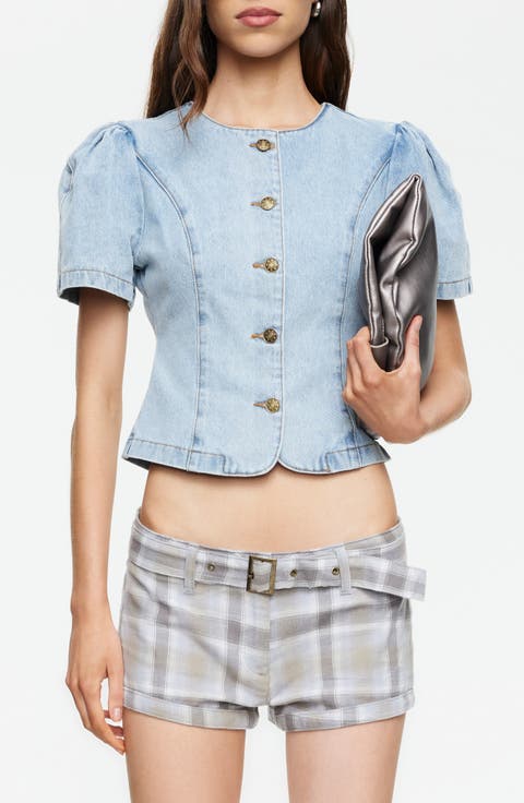 Puff Sleeve Denim Shirt