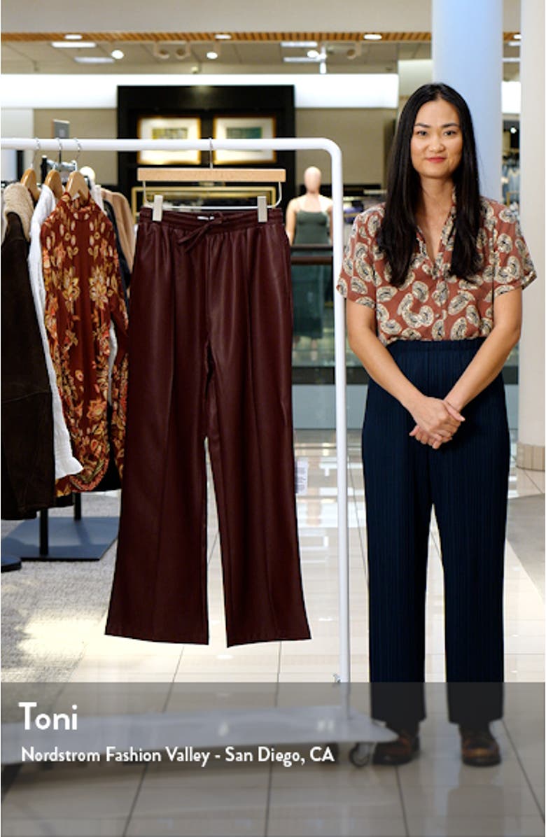Faux Leather Wide Leg Drawstring Pants, sales video thumbnail