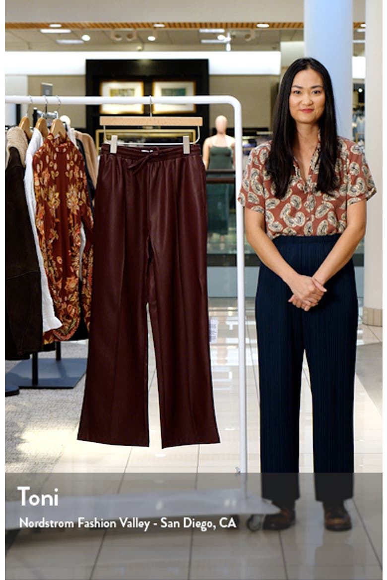 Faux Leather Wide Leg Drawstring Pants video