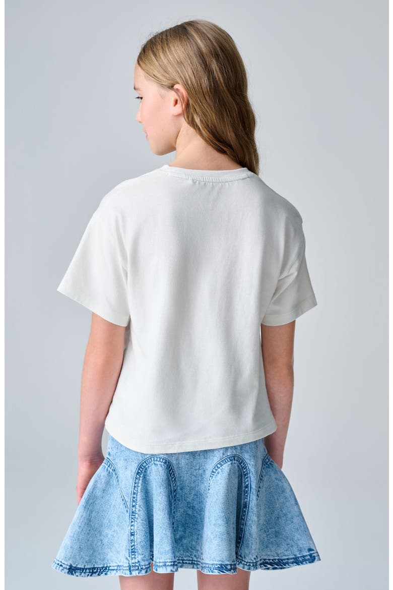 Kids' Soleil Ruched Cotton Graphic T-Shirt, Alternate, color, WHITE