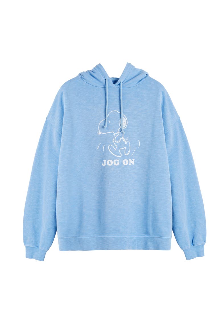 Snoopy Graphic Jog On Cotton Hoodie, Alternate, color, Sky Blue