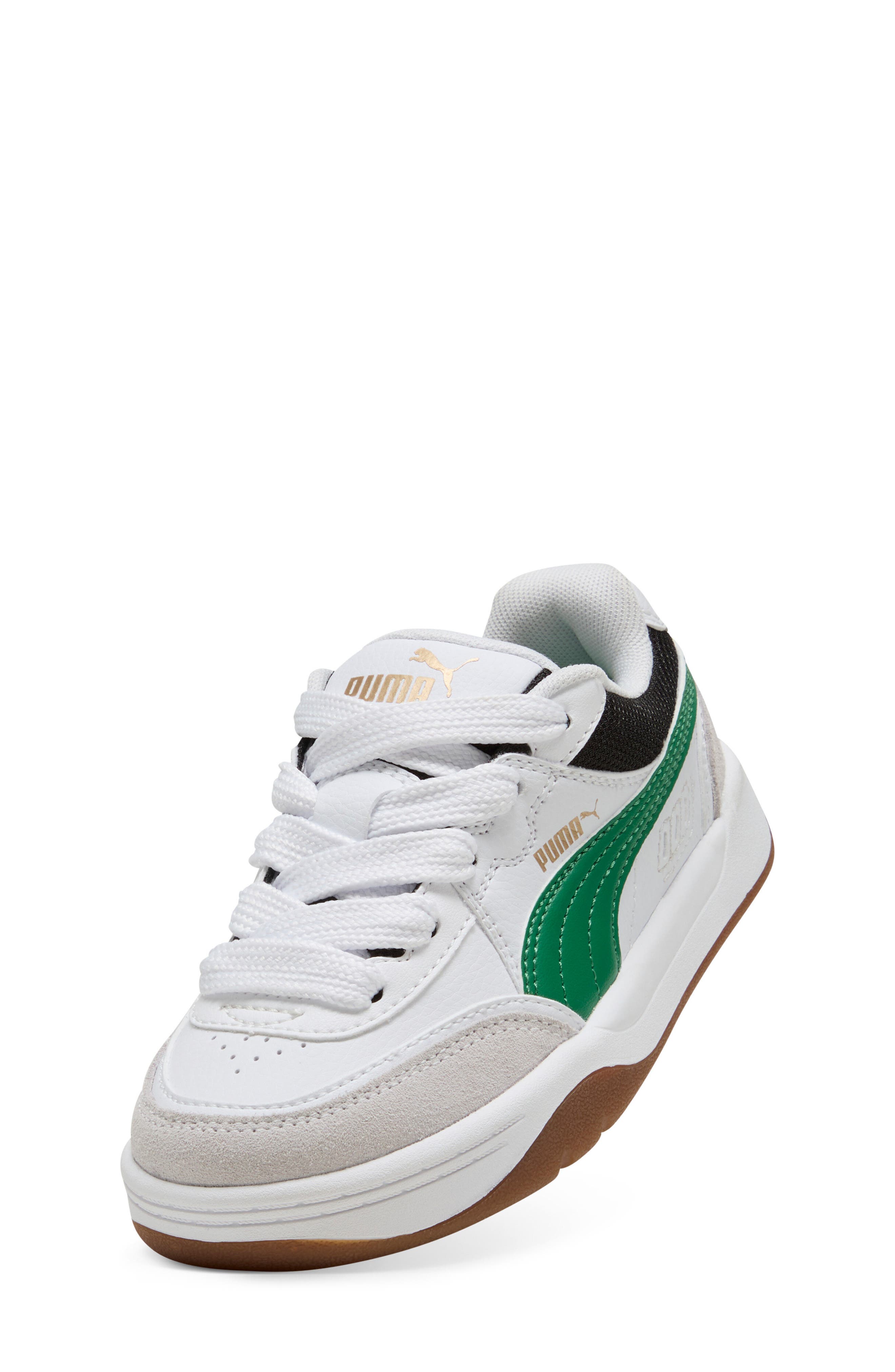 PUMA Kids' Park Lifestyle Sk8 Sneaker, Alternate, color, Puma White/ Green/ Gold