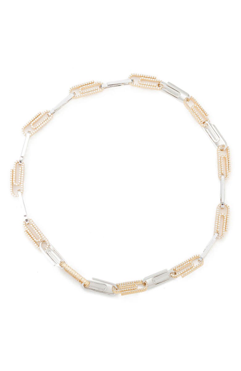 EYE CANDY LOS ANGELES Hania Gold-Tone CZ Paperclip Chain Necklace, Main, color, 