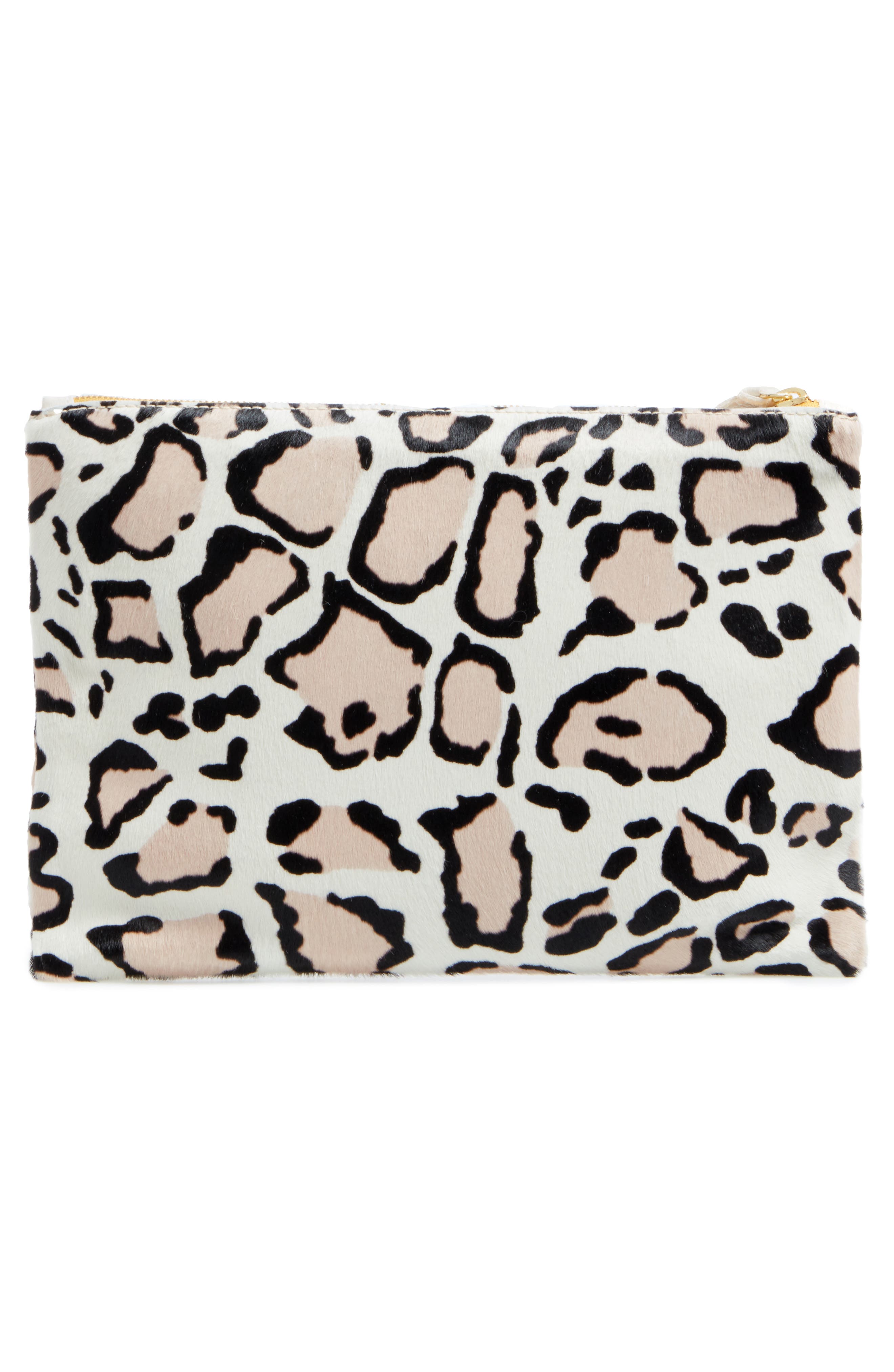 Genuine Calf Hair Clutch, Alternate, color, SNOW CAT