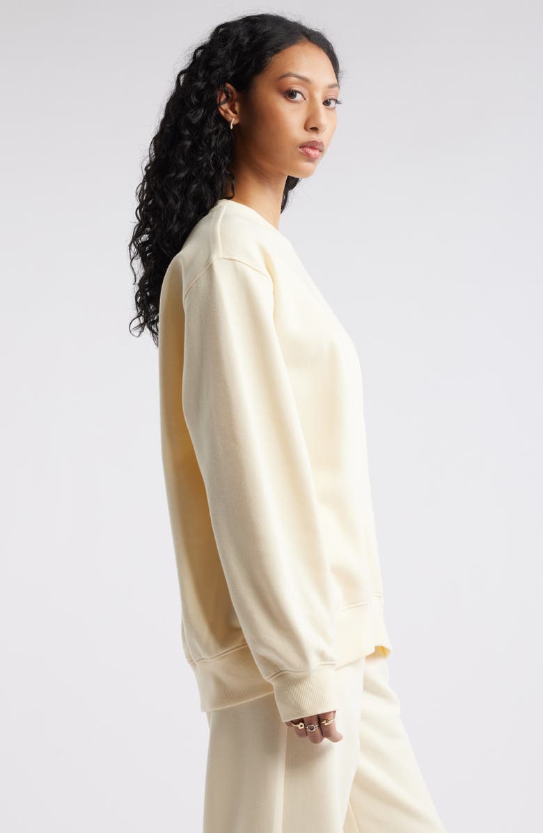 BP. Fleece Detail Oversize Crewneck Sweatshirt, Alternate, color, Ivory Gleam