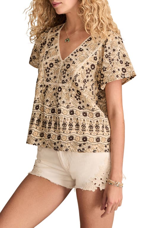 Lucky Brand Lace Trim Top In Multi