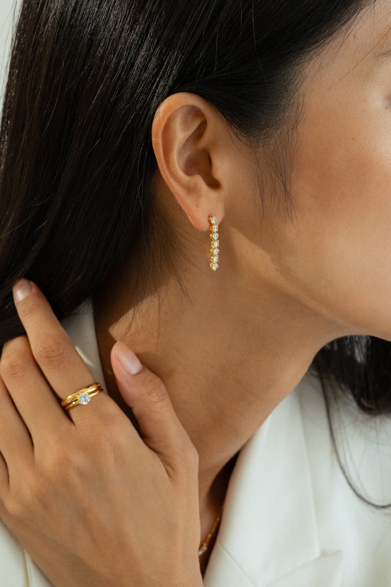 Sterling Silver 18k Gold Plated Josephine Tennis Earrings Statement, Alternate, color, Gold