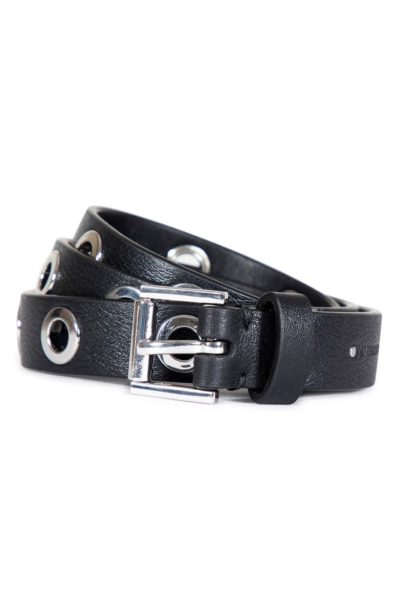 AllSaints Eyelet Leather Belt, Main, color, 