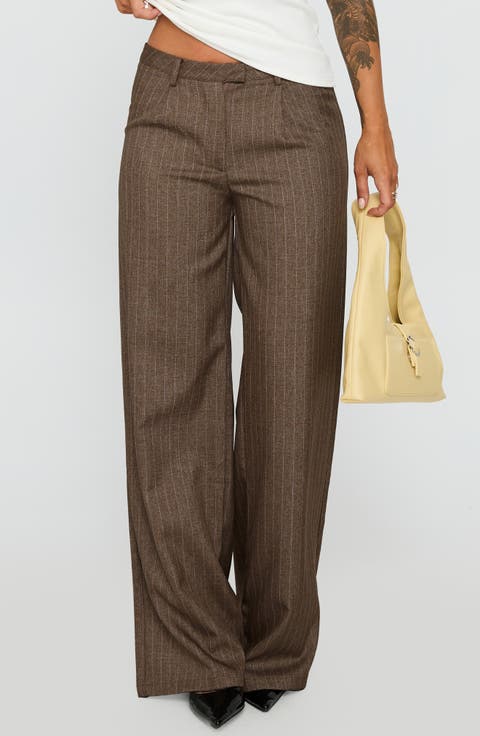 Broadcast Pinstripe Low Rise Wide Leg Pants