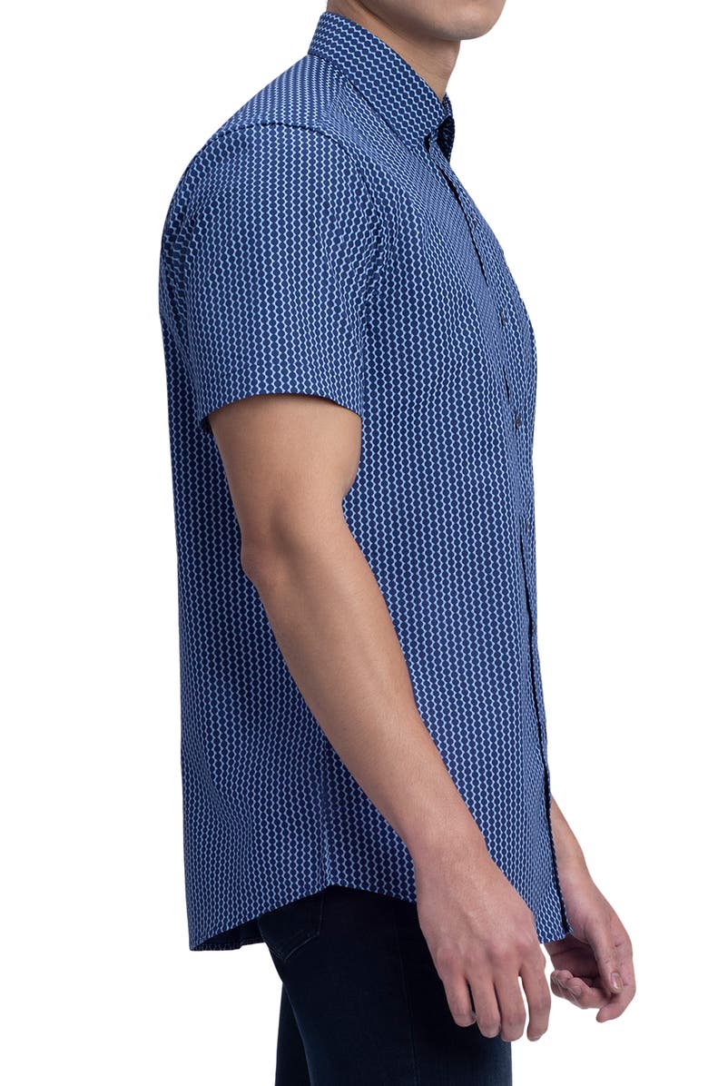 Bugatchi Classic Fit Short Sleeve Stretch Cotton Button-Up Shirt, Alternate, color, 