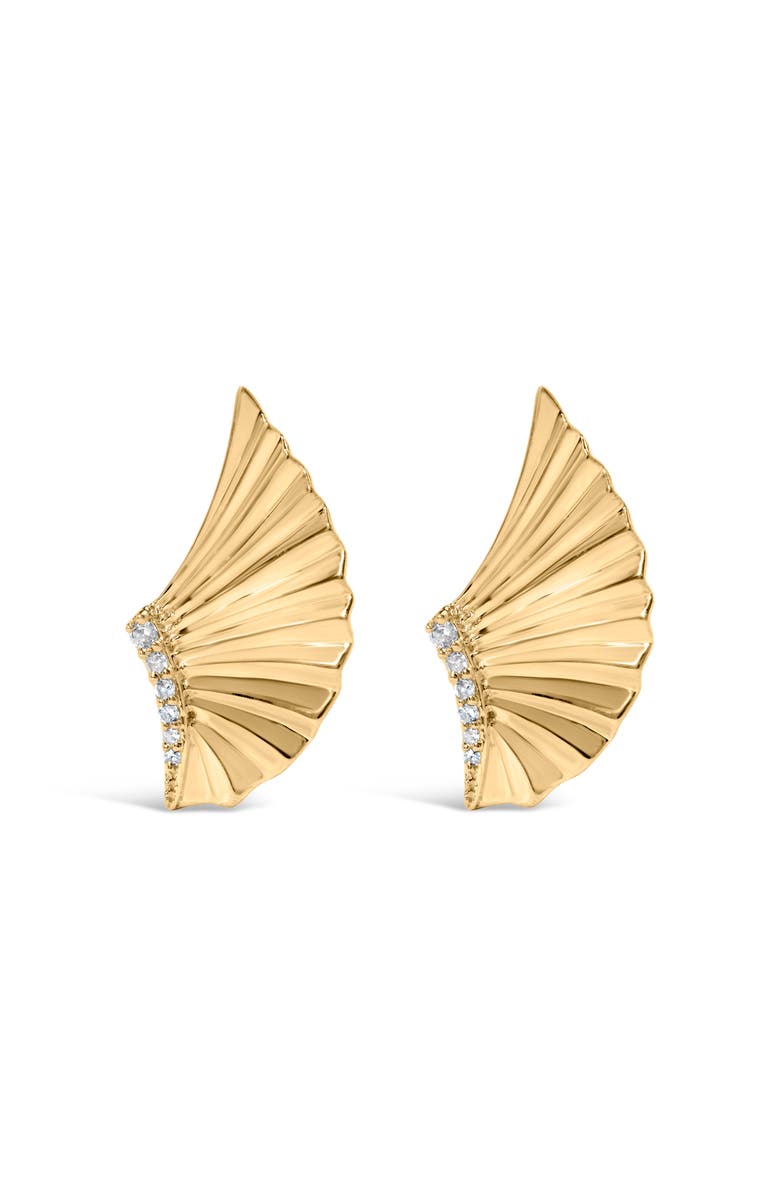 Haus of Brilliance 14K Yellow Gold Plated Silver Diamond Accent Fan Wing Stud Earrings, Main, color, Yellow