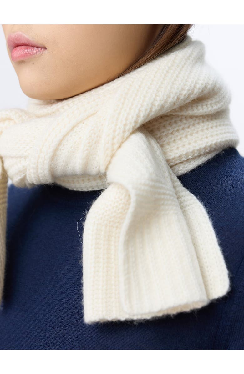 Gobi Cashmere Wide Rib Knit Scarf, Alternate, color, White