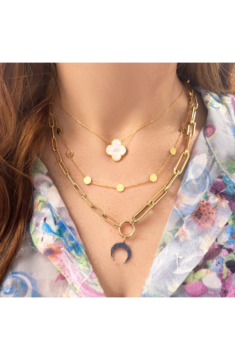 The Lovery Fine Jewelry Blue Sapphire Crescent Horn Charm, Alternate, color, Blue Sapphire