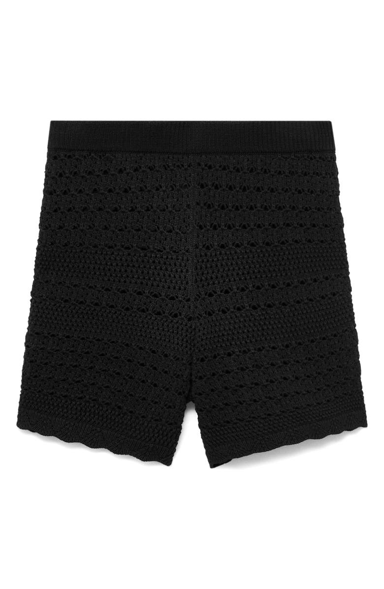 MANGO Chunky Knit Shorts, Alternate, color, Black