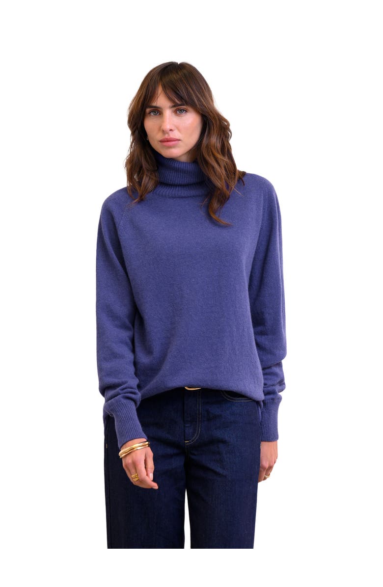 Celtic & Co. Geelong Wool Slouch Turtleneck Sweater, Main, color, Indigo