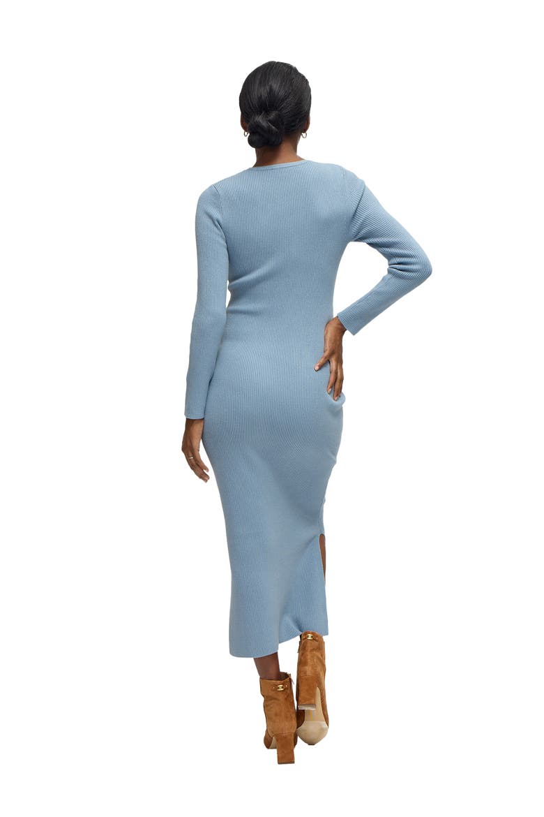 The Long Sleeve Ribbed Sweater Midi Maternity Dress, Alternate, color, Blue Gray