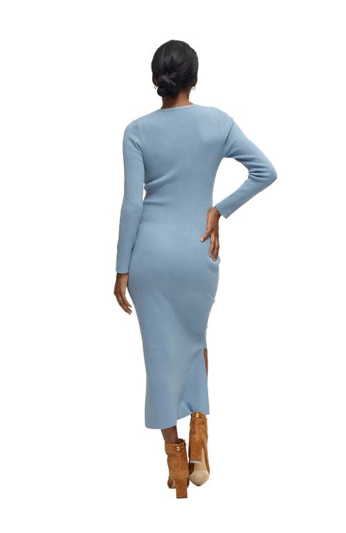 Ingrid & Isabel The Long Sleeve Ribbed Sweater Midi Maternity Dress In Blue