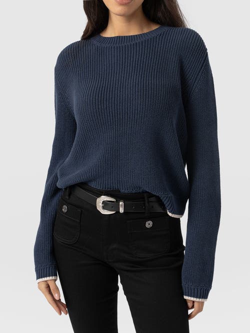 Saint And Sofia Saint + Sofia Remy Crop Sweater In Blue