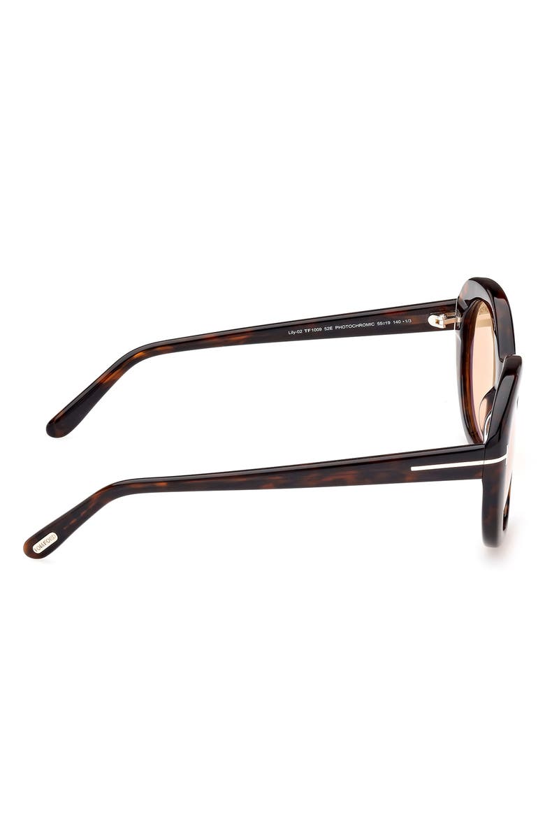 TOM FORD Lily-02 55mm Tinted Cat Eye Sunglasses, Alternate, color, Dark Havana / Brown