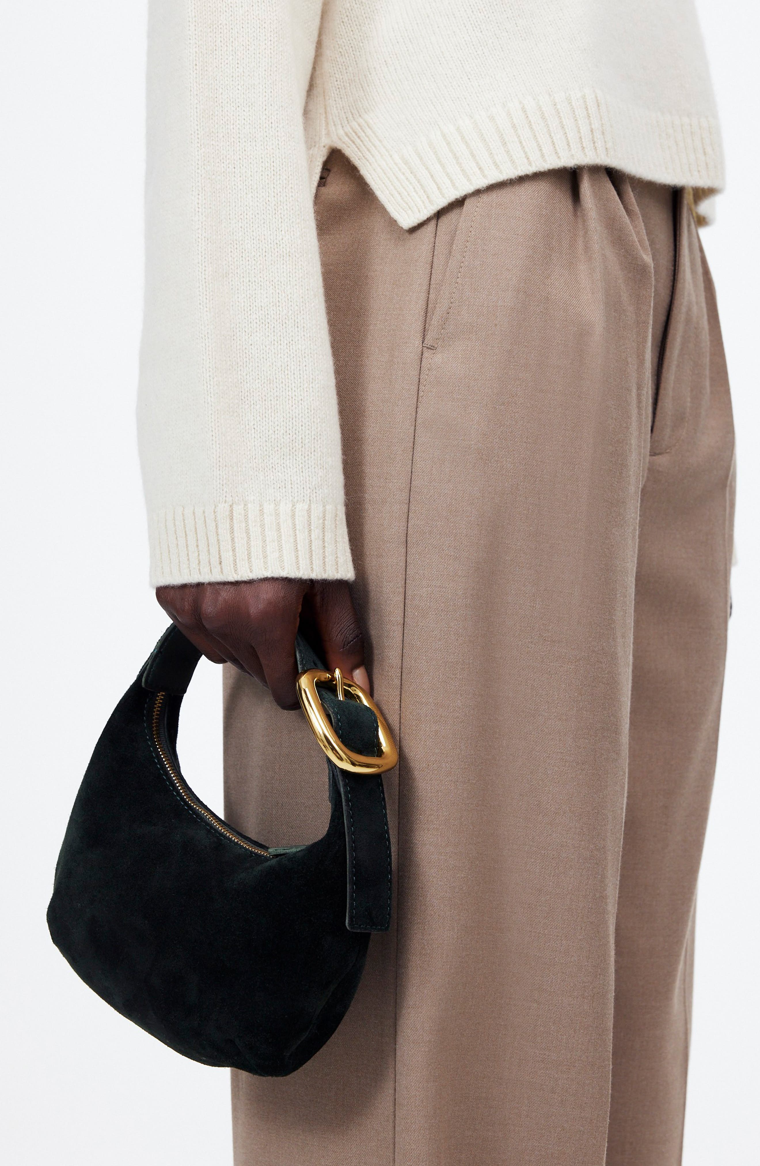 Madewell The Mini Oiled Suede Bag, Alternate, color, True Black